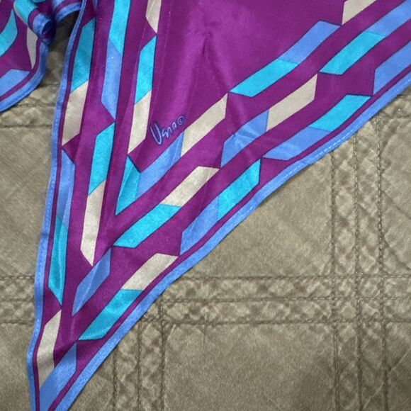 Vintage Vera Neumann Oblong Scarf Purple Blue - Picture 2 of 3